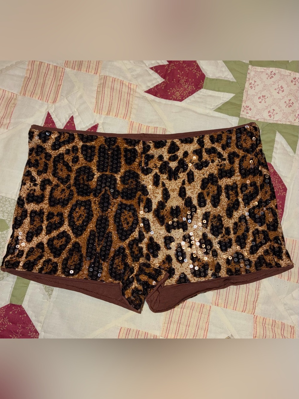 Leopard Sequin Women’s Shorts - Brown